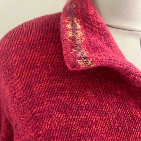 Red/Burgundy Heirloom Collection zip up cardigan sweater in medium Ramie Cotton - Picture 6 of 10
